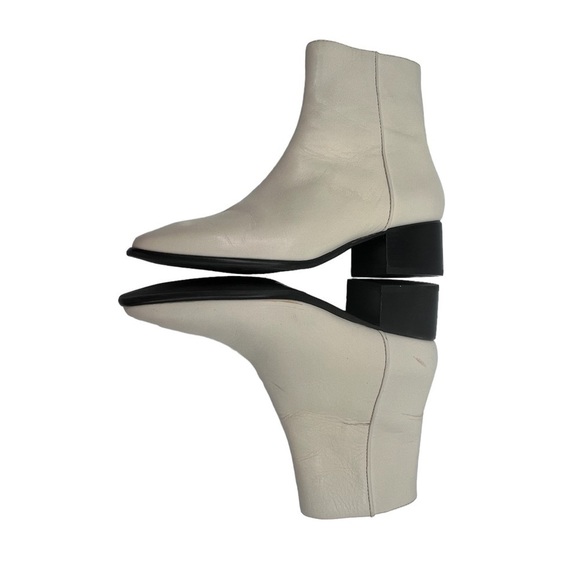 rag & bone Cream Zip Up Square Toe Ankle Block Heel Boots Size 37 Women's - Picture 5 of 9